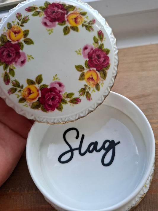 'Slag' Upcycled Cottage Rose Trinket Pot