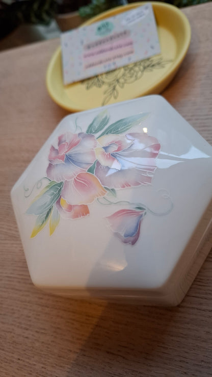 'Cock Womble' Upcycled Hexagon Shaped Floral Trinket Pot
