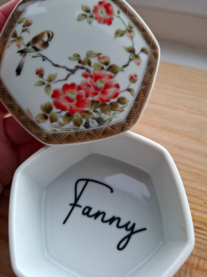 'Fanny Flaps' Upcycled Birdy Floral Trinket Pot