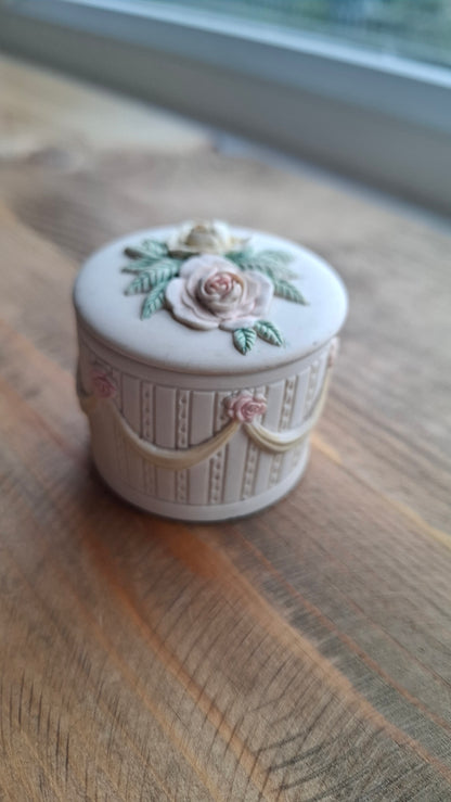 'Cunt' Upcycled Round Ribbon & Roses Trinket Pot