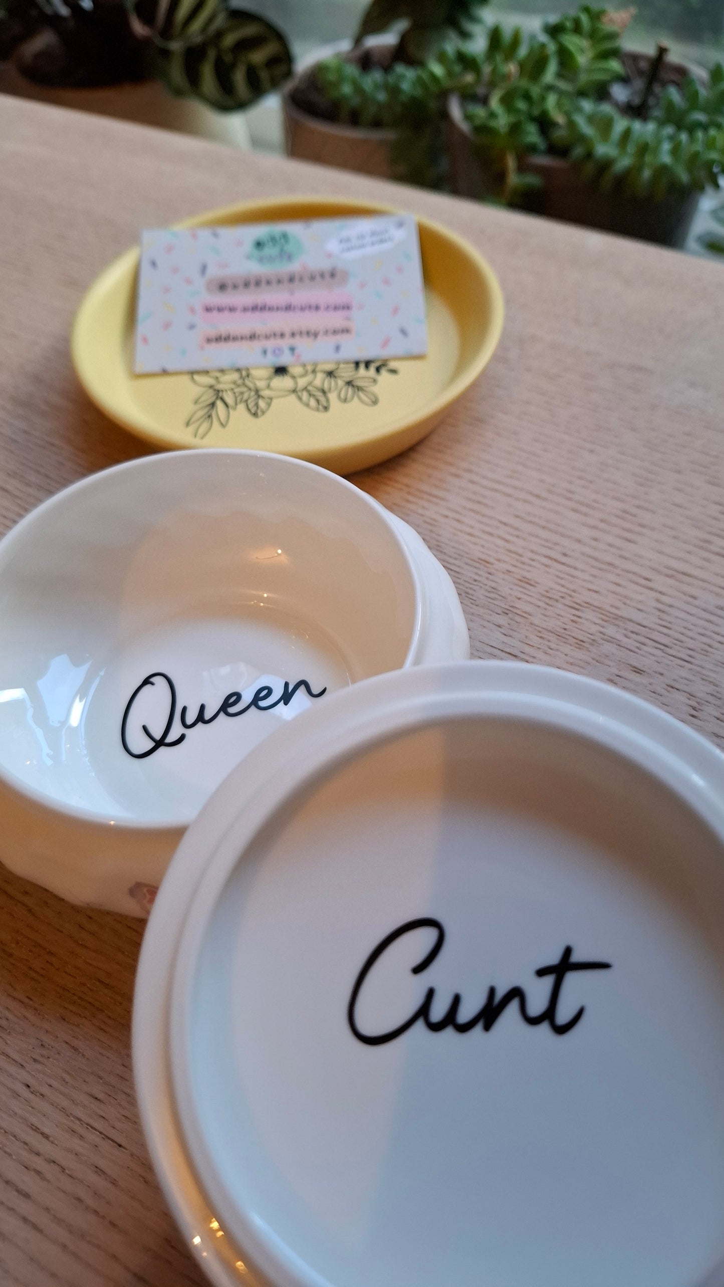 'Queen Cunt' Aynsley Upcycled Brightly Coloured Trinket Pot