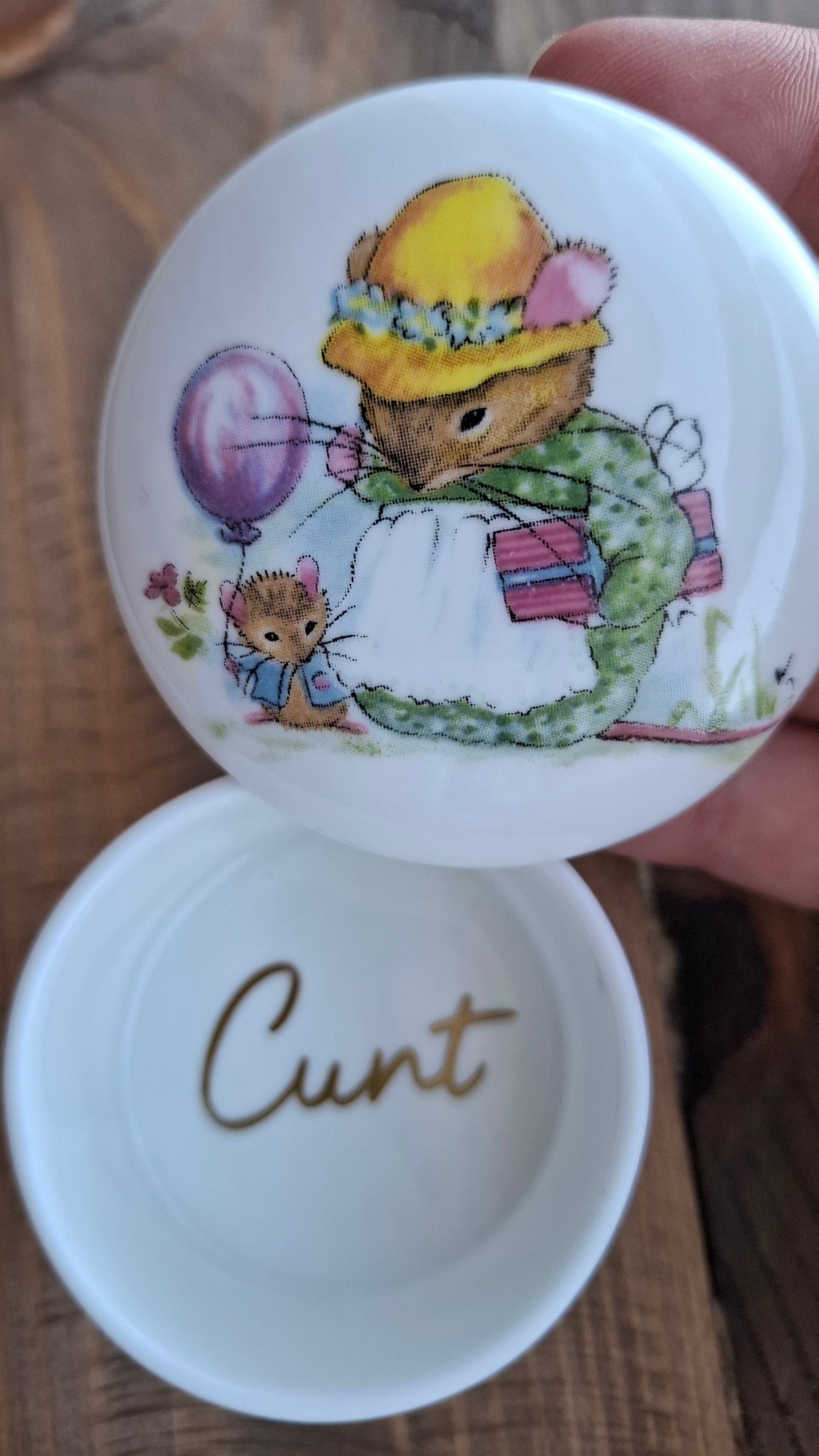 'Cunt' Upcycled Cute Mouse Trinket Pot