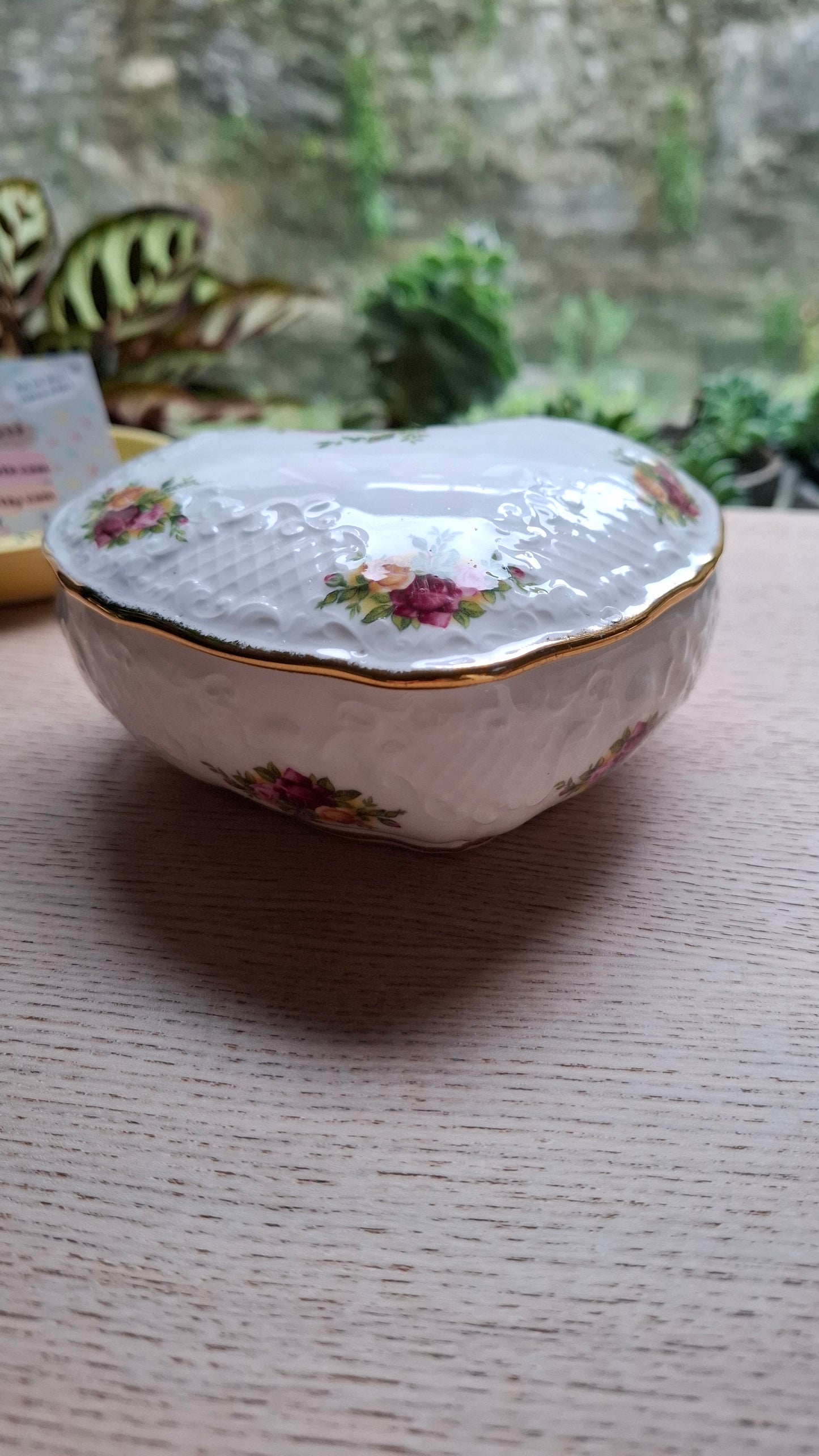 'Beef Curtains' Upcycled Large Pretty Heart Trinket Pot