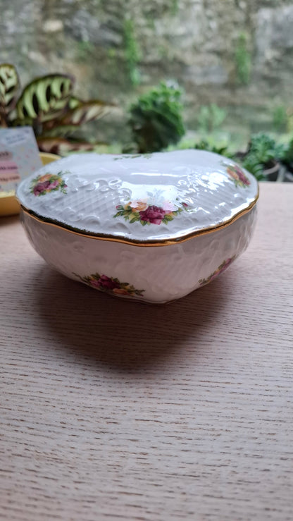 'Beef Curtains' Upcycled Large Pretty Heart Trinket Pot