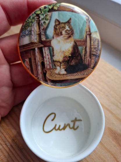 'Cunt' Upcycled Small Cat Trinket Pot