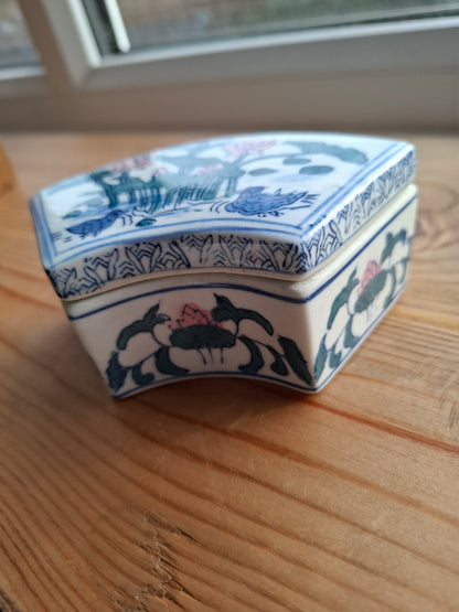 'Fanny Flaps' Upcycled Pretty Birds & Pond Scenery Trinket Pot