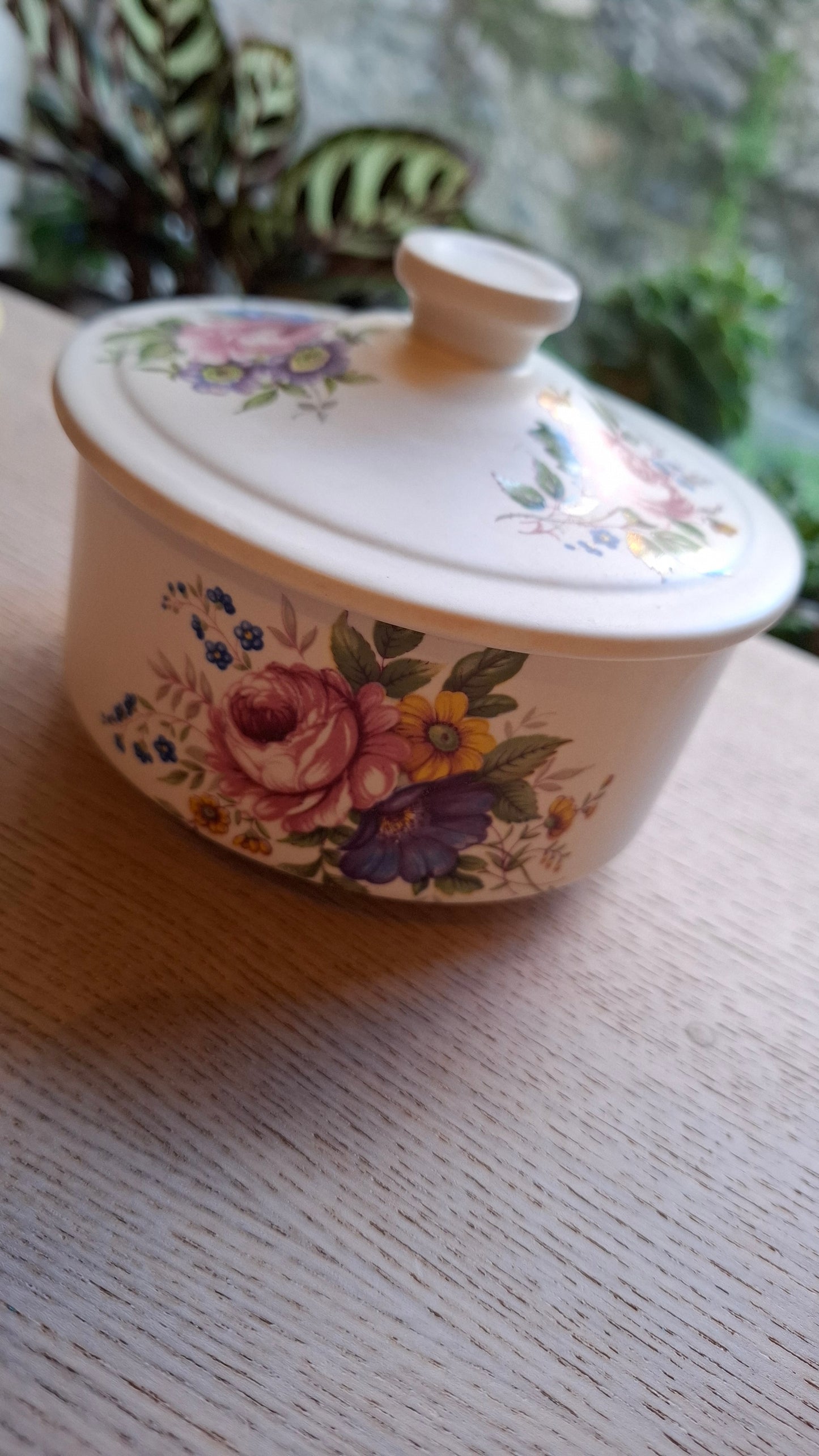 'Beef Curtains' Upcycled Large Pretty Floral Trinket Pot