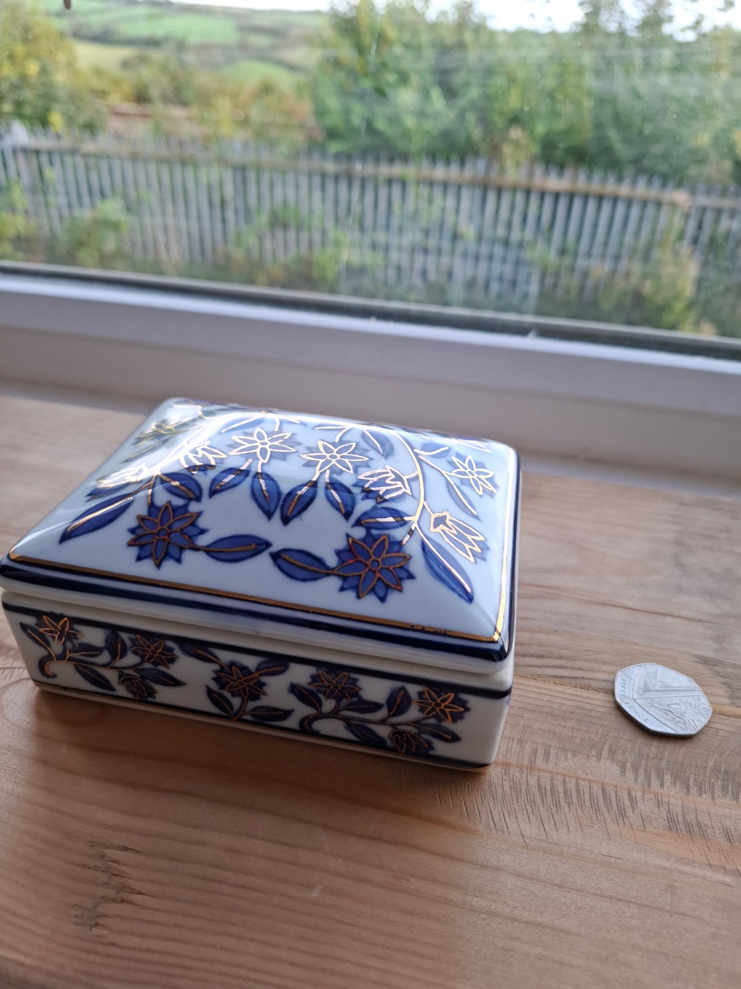 'Eat A Bag Of Dicks' Large Upcycled Blue/White Ceramic Pot