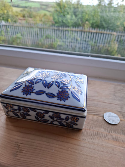 'Eat A Bag Of Dicks' Large Upcycled Blue/White Ceramic Pot