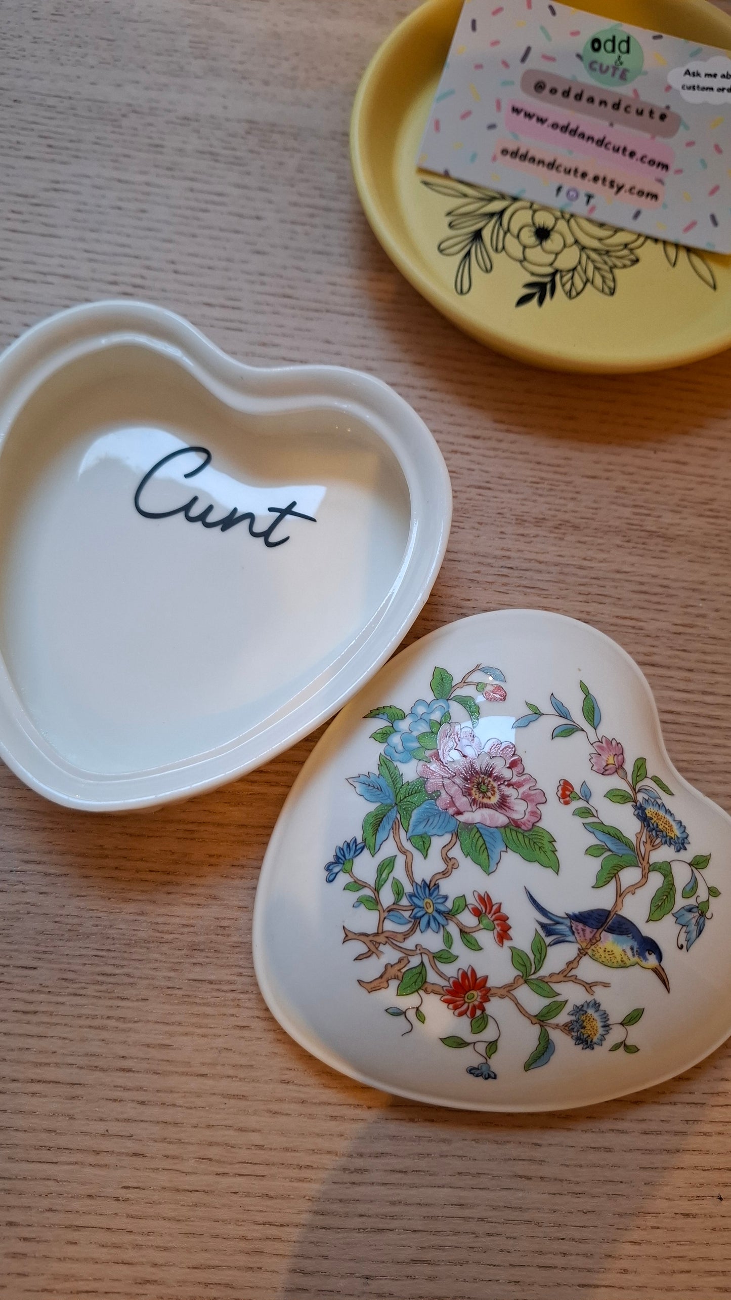 'Cunt' Upcycled Large Heart Shaped Trinket Pot