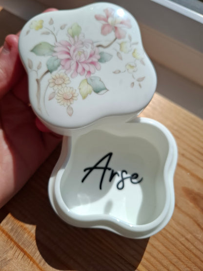 'Arse Hole' Upcycled Chunky Floral Trinket Pot