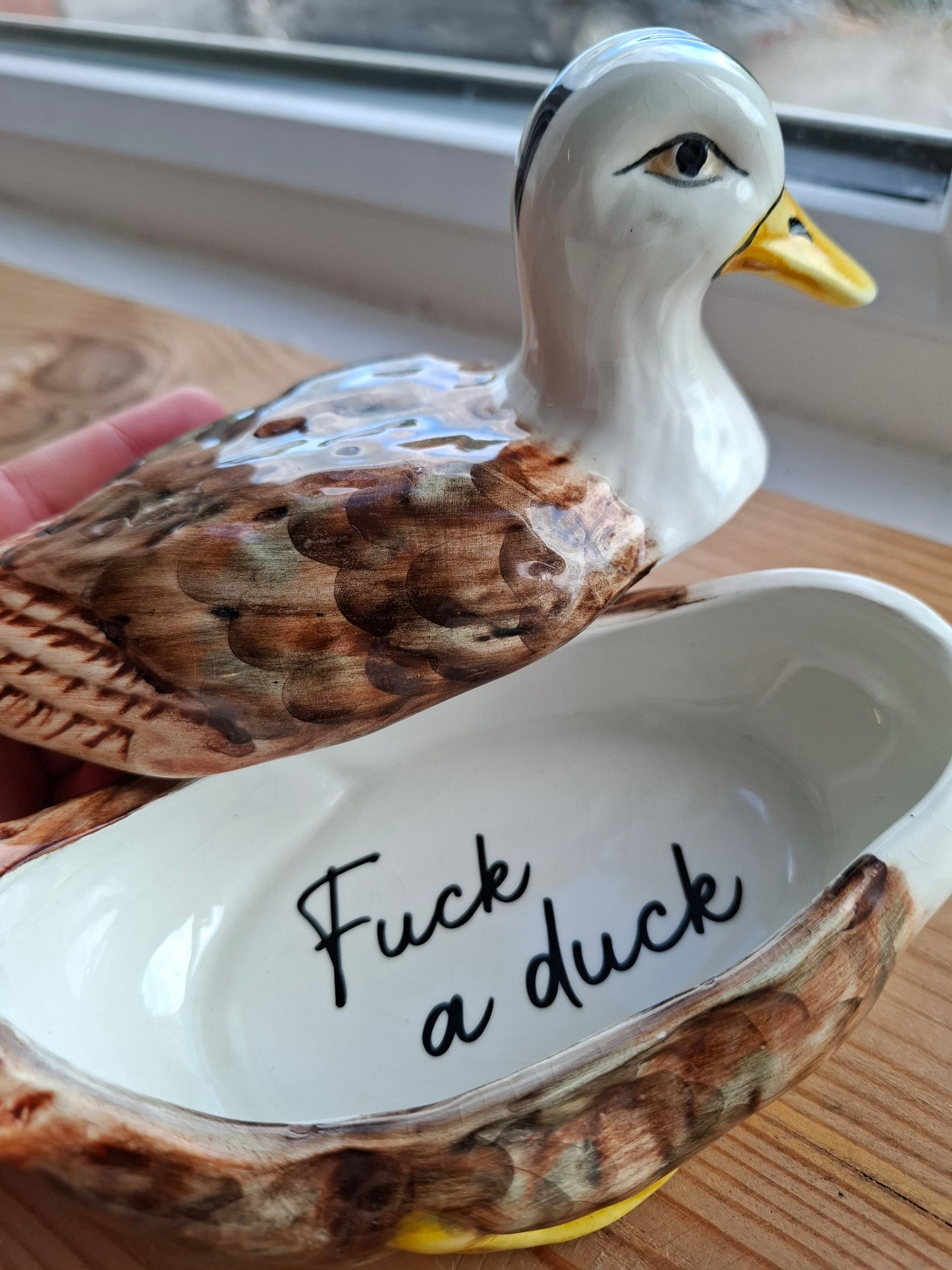'Fuck A Duck' Upcycled Duck Trinket Pot