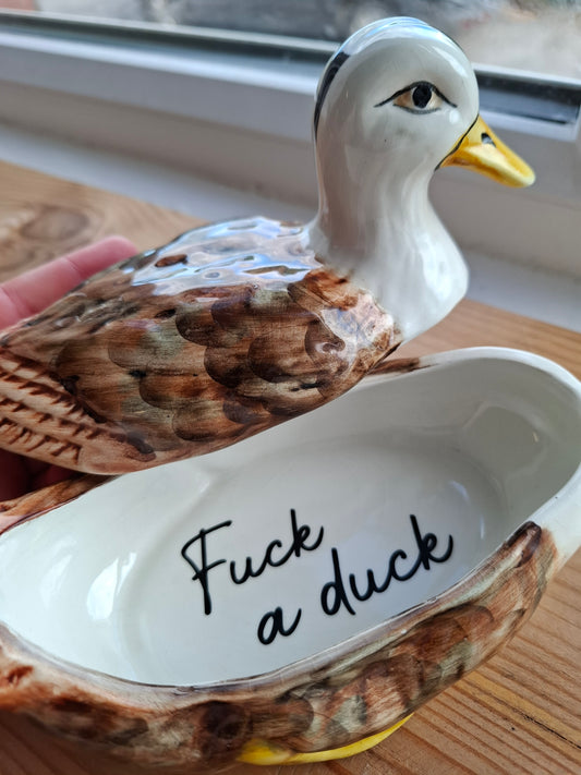 'Fuck A Duck' Upcycled Duck Trinket Pot