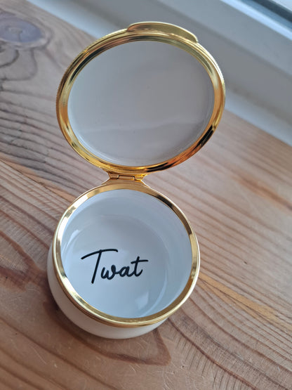 'Twat' Upcycled Enamel Lion Trinket Pot