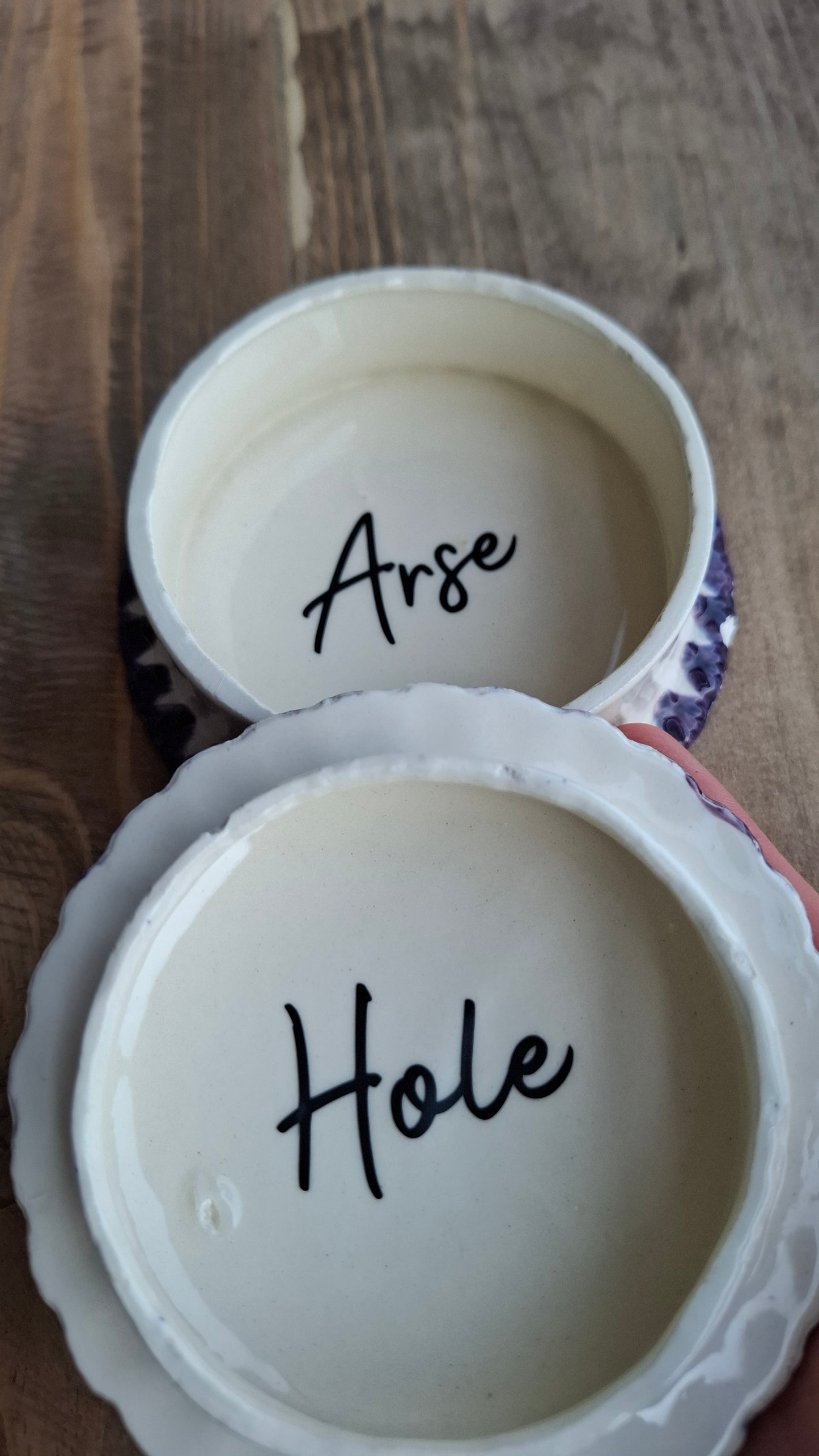 'Arse Hole' Upcycled Frilly Trinket Pot