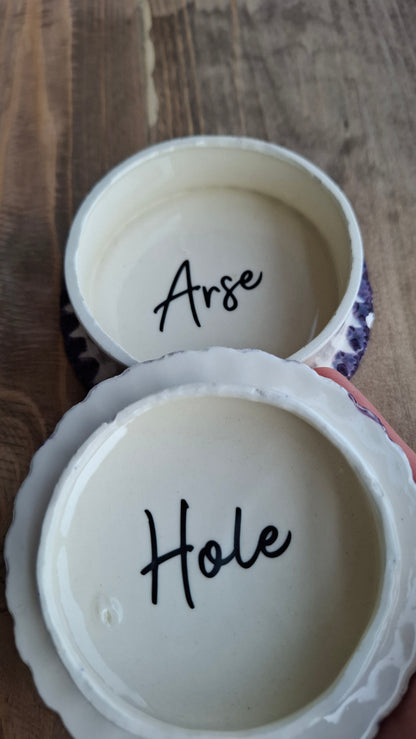'Arse Hole' Upcycled Frilly Trinket Pot