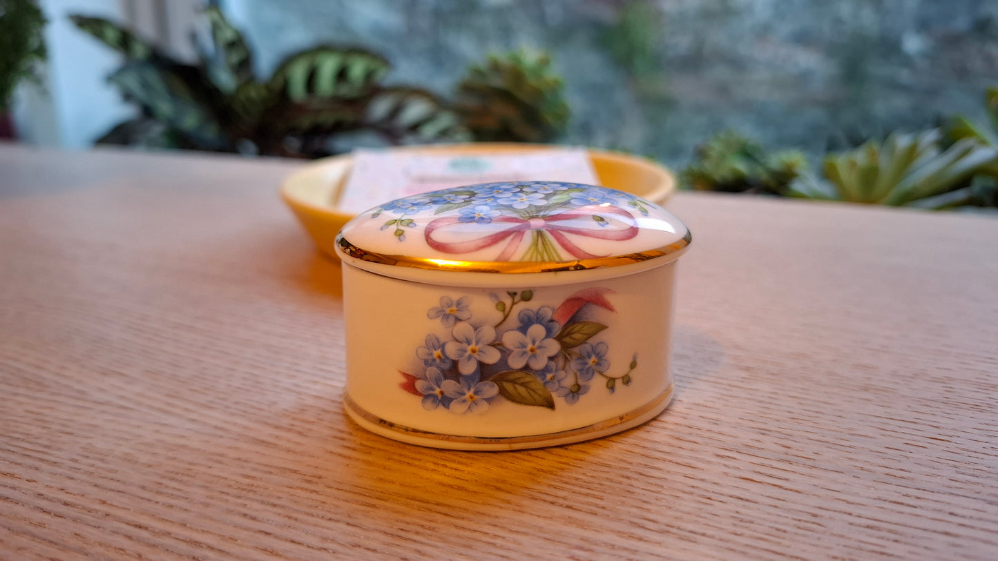 'Bellend' Upcycled Small Trinket Pot With Blue Flowers