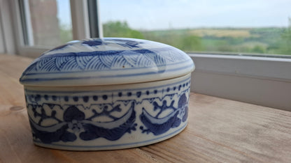 'Queen Cunt' Upcycled Large Pretty Blue/White Heart Trinket Pot