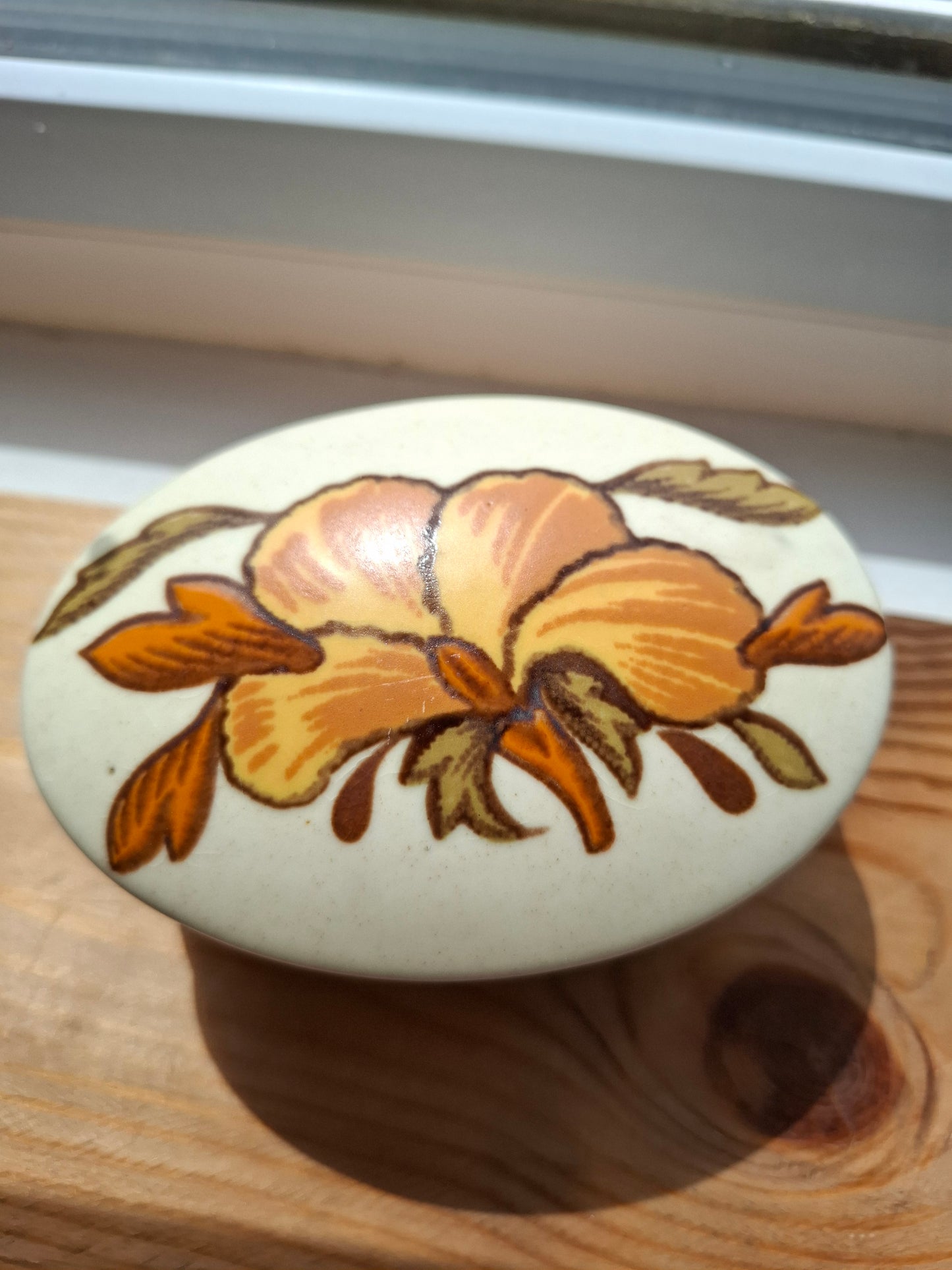 'Cunt' Upcycled Oval Orange Floral Trinket Pot