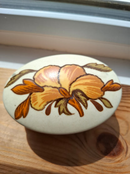 'Cunt' Upcycled Oval Orange Floral Trinket Pot