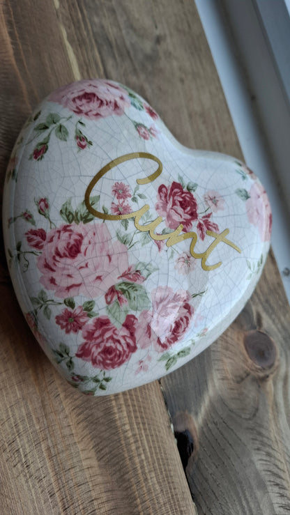 'Cunt' Upcycled Large Ceramic Heart Ornament