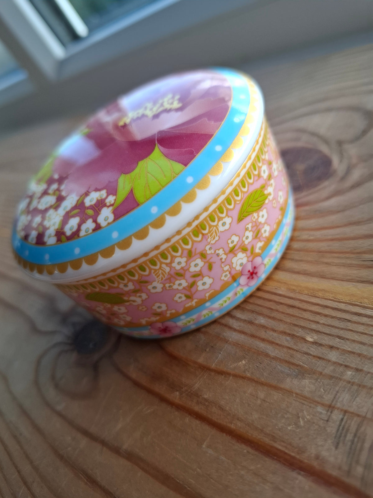 'Arse Hole' Upcycled Round Colourful Floral Trinket Pot
