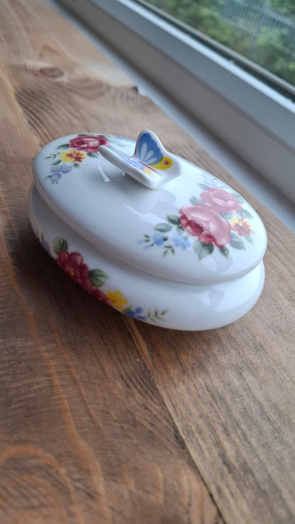 'Bitch' Upcycled Butterfly Floral Trinket Pot
