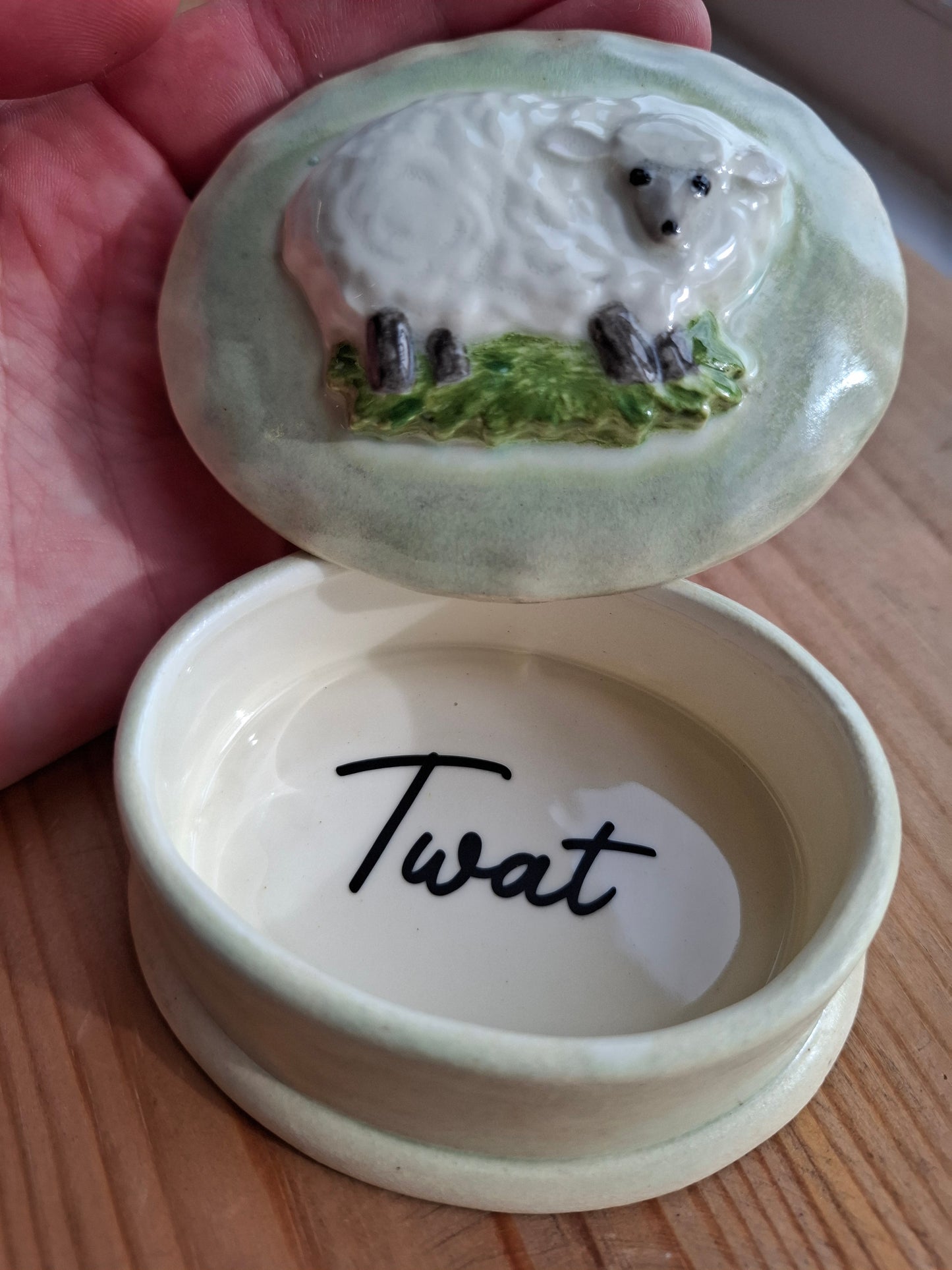 'Twat' Upcycled Sheep Oval Trinket Pot