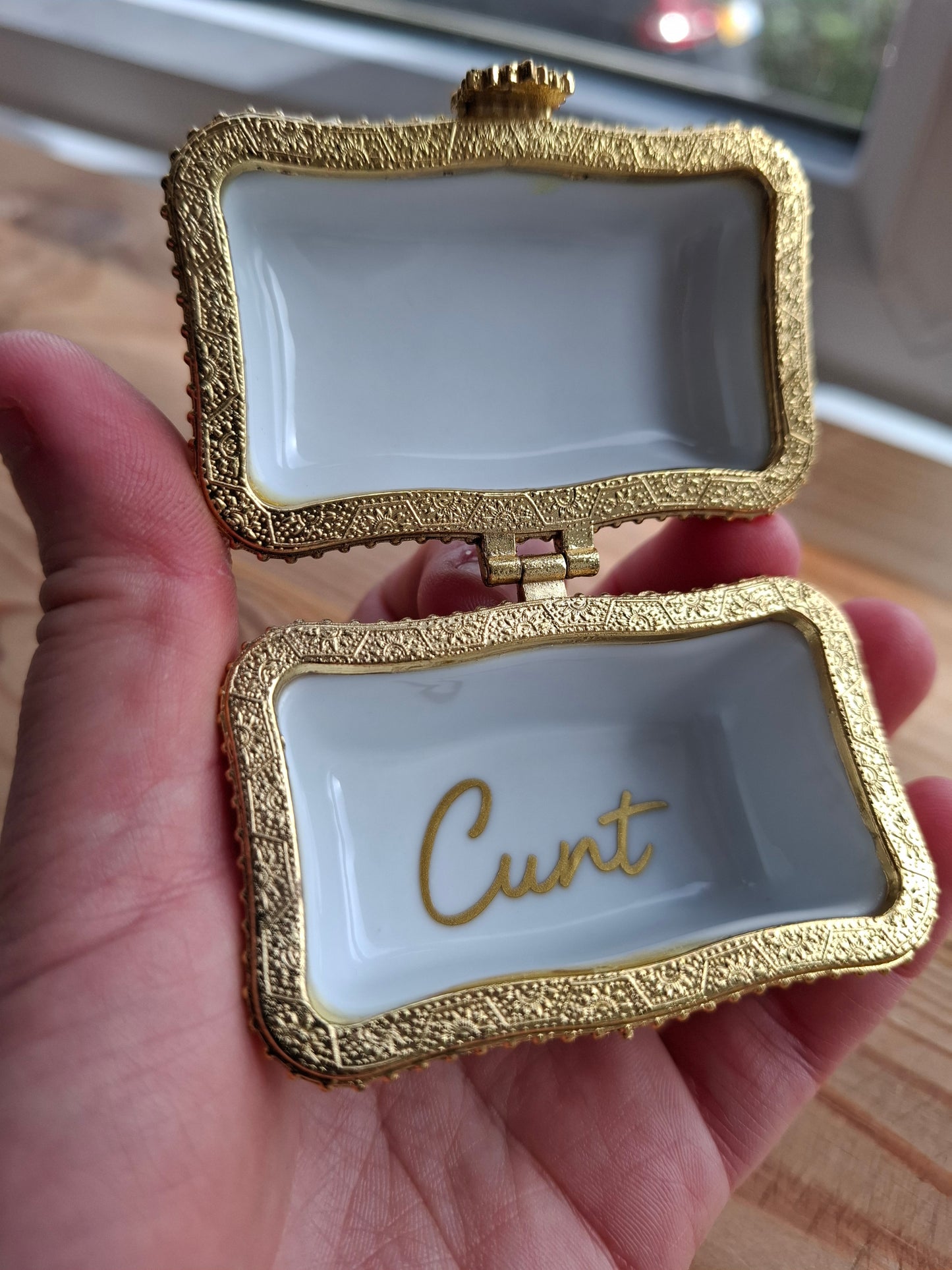 'Cunt' Upcycled Pretty Floral Trinket Pot With Clasp