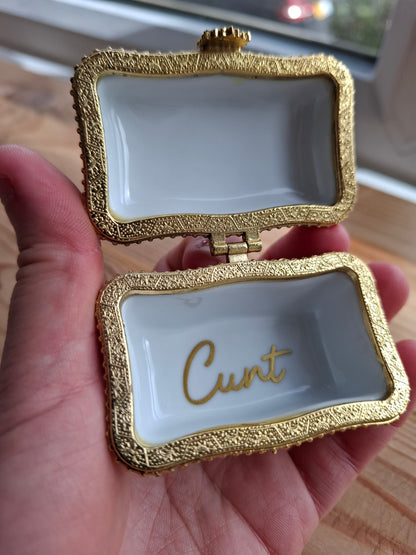 'Cunt' Upcycled Pretty Floral Trinket Pot With Clasp
