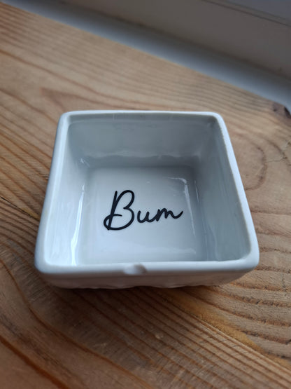 'Bum Hole' Upcycled Square Trinket Pot