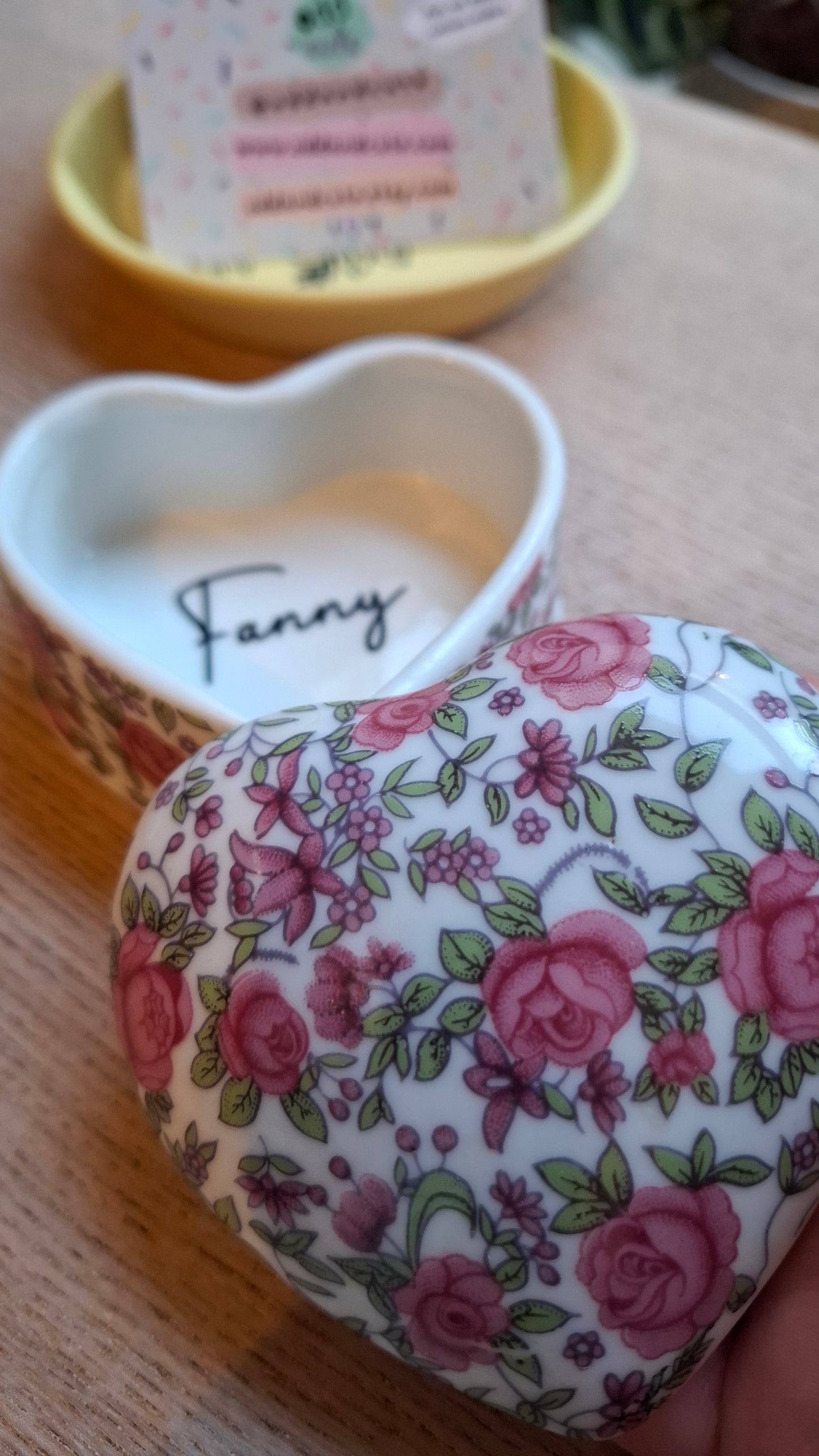 'Fanny Flaps' Upcycled Rose Heart Shaped Trinket Pot