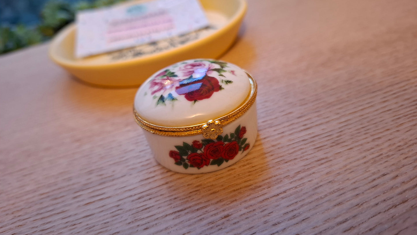 'Twat' Upcycled Mini Trinket/Pill Pot Pink Roses