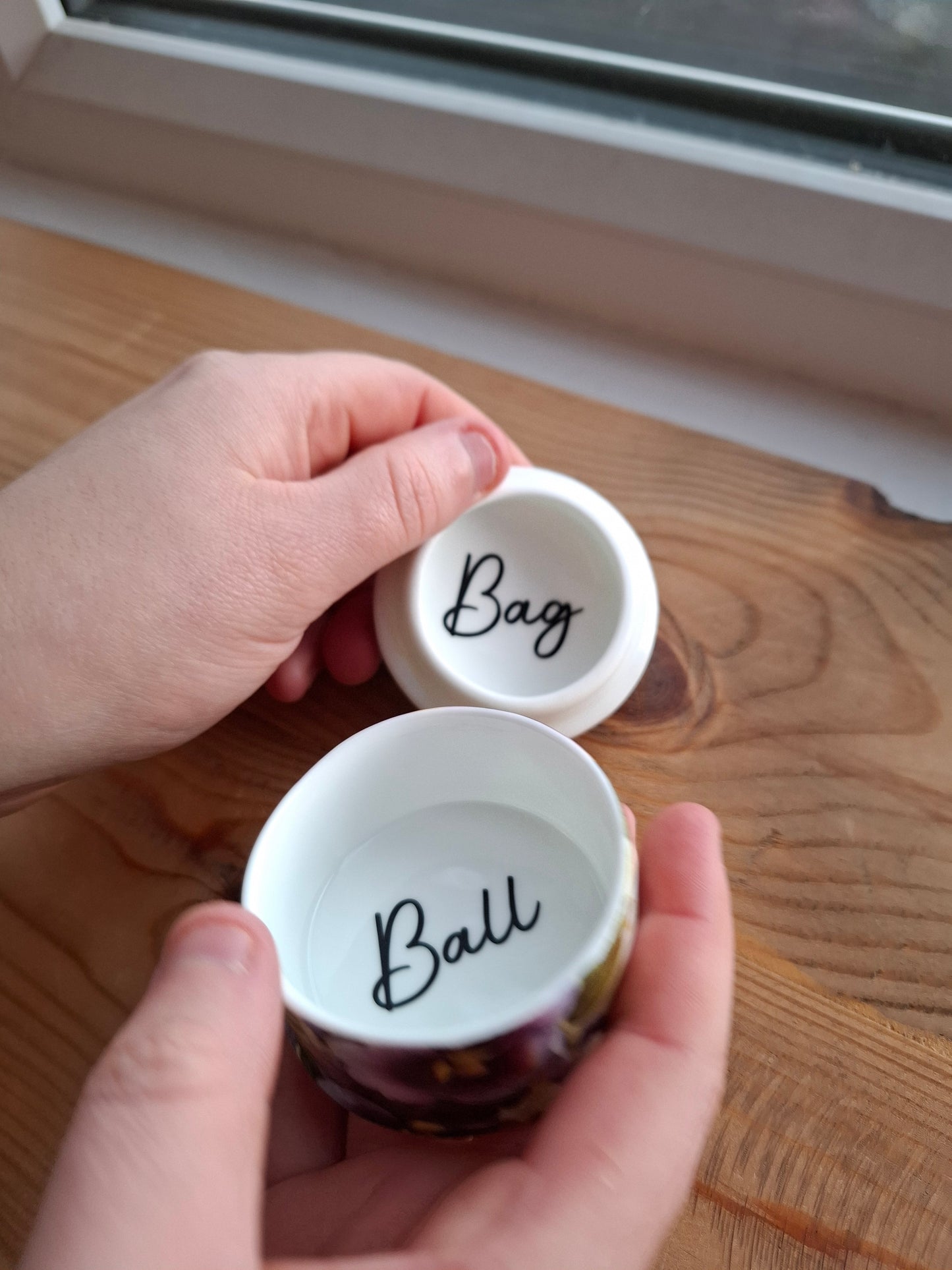 'Ball Bag' Upcycled Purple Floral Trinket Pot
