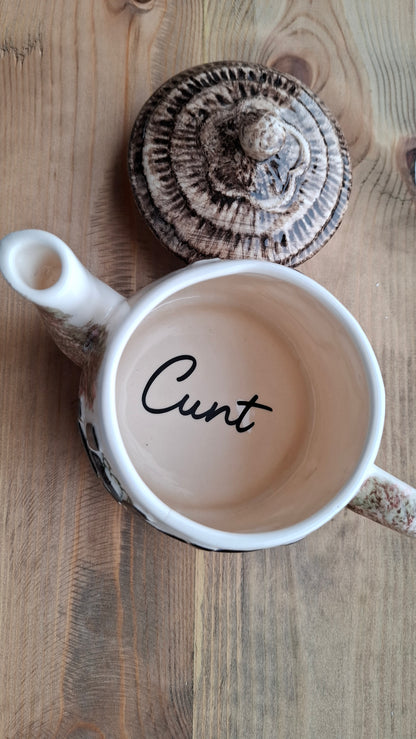 'Cunt' Upcycled Round Cottage Teapot