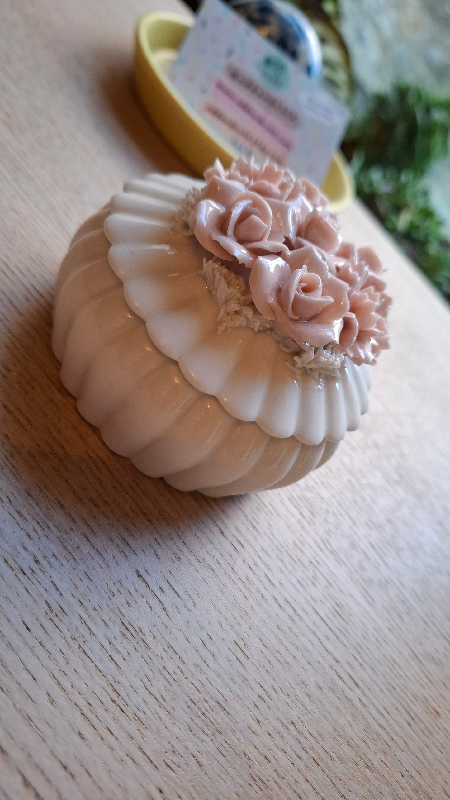 'Slag' Upcycled Pretty Pink Floral Trinket Pot
