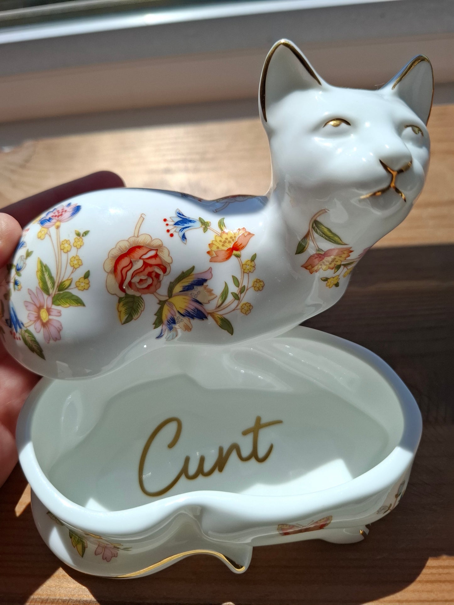'Cunt' Large Pretty Cat Ceramic Trinket Pot