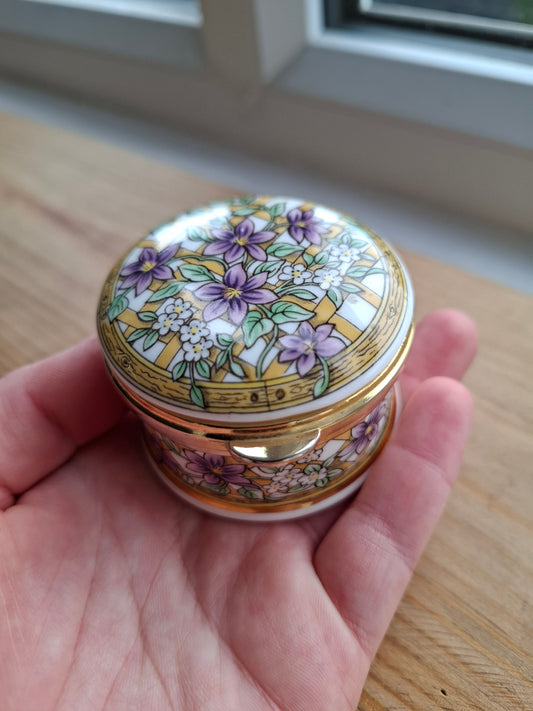 'Cunt' Upcycled Fancy Purple Flowers Trinket Pot With Clasp