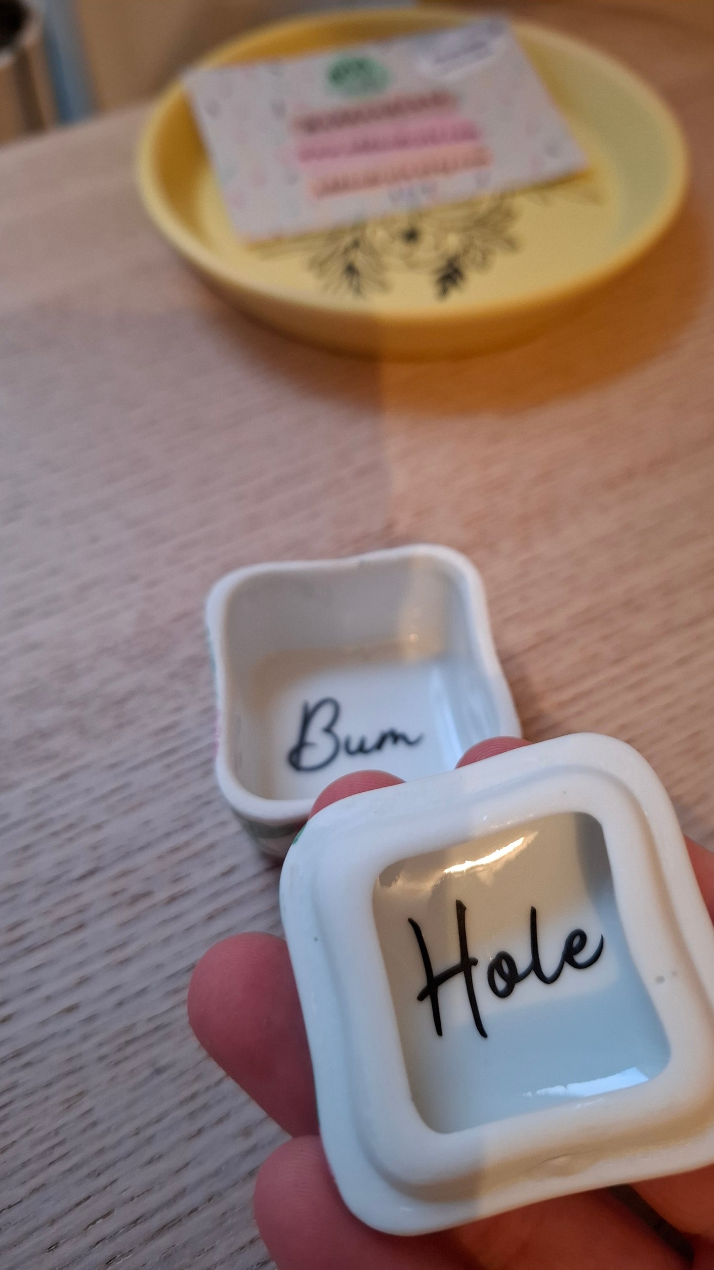 'Bum Hole' Upcycled Little Square Trinket Pot