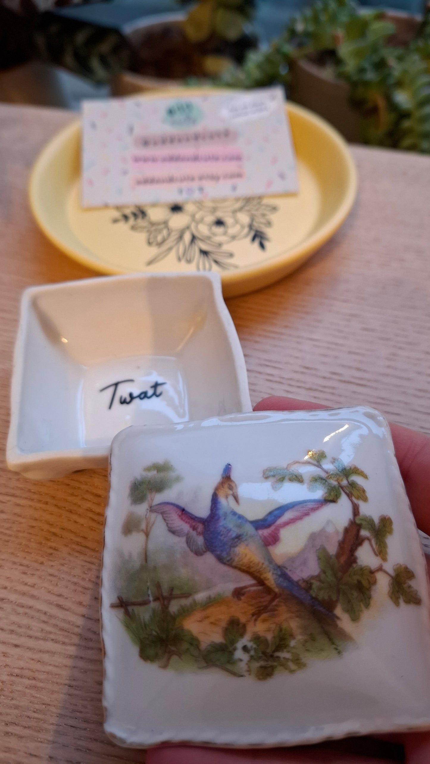 'Twat' Upcycled Square Bird Trinket Pot