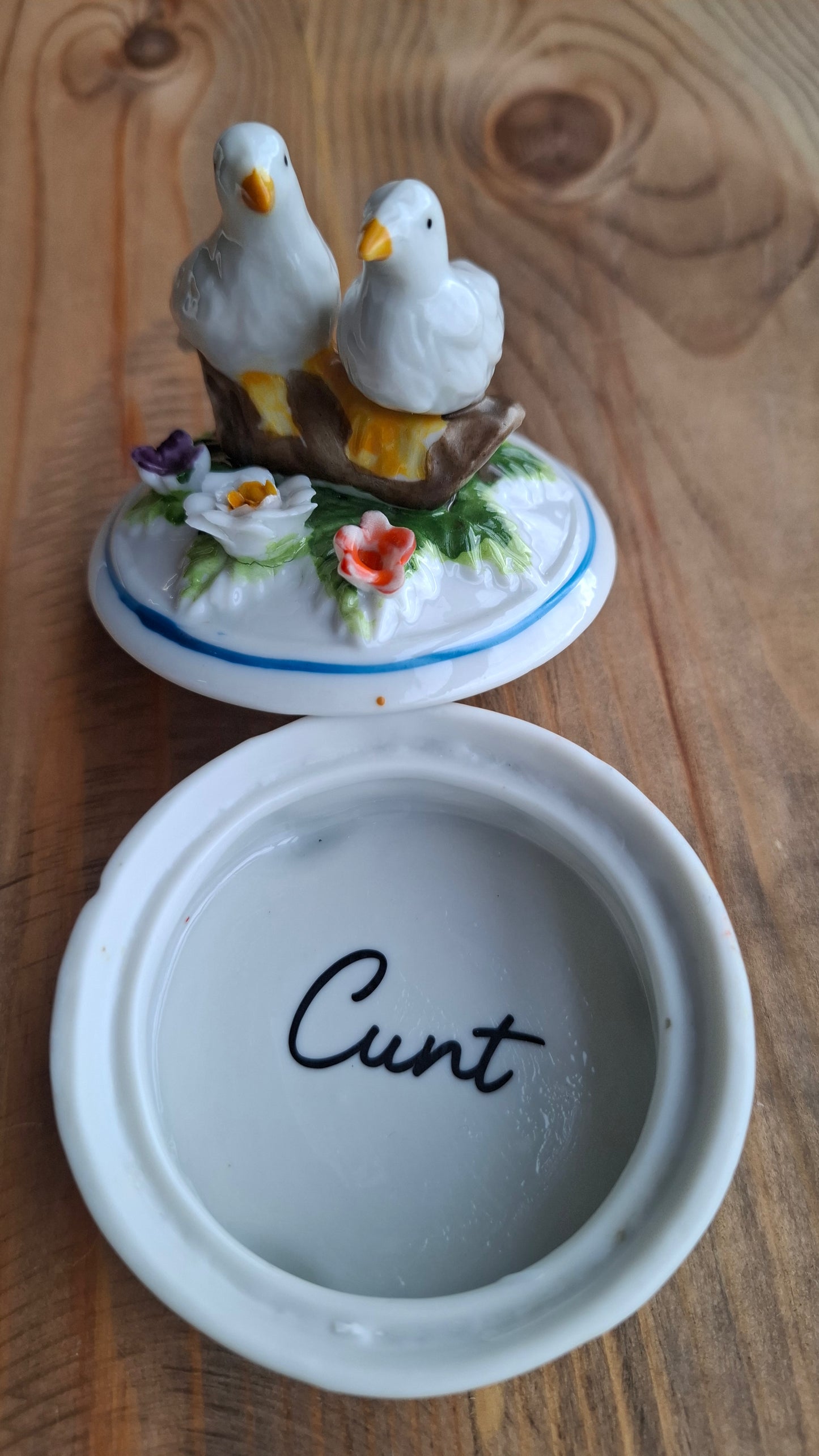 'Cunt' Upcycled Handpainted Birdy Trinket Pot