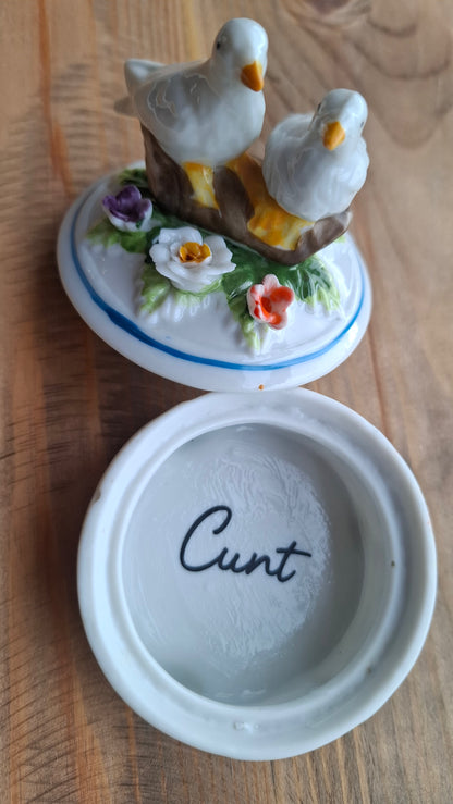 'Cunt' Upcycled Handpainted Birdy Trinket Pot