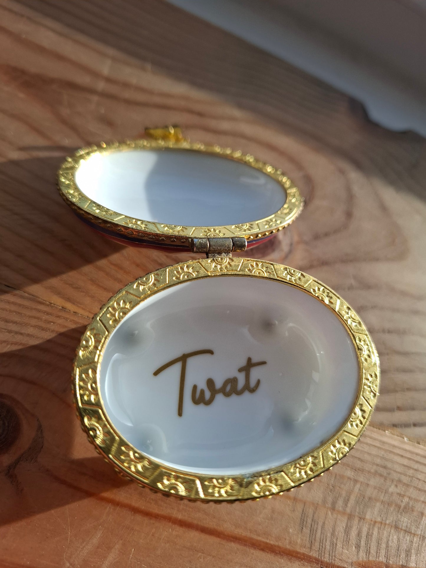 'Twat' Upcycled Oval Shaped Trinket Pot With Little Legs