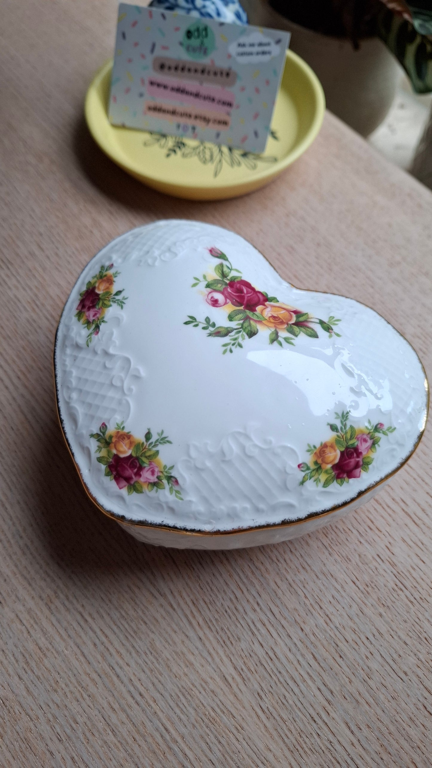 'Beef Curtains' Upcycled Large Pretty Heart Trinket Pot
