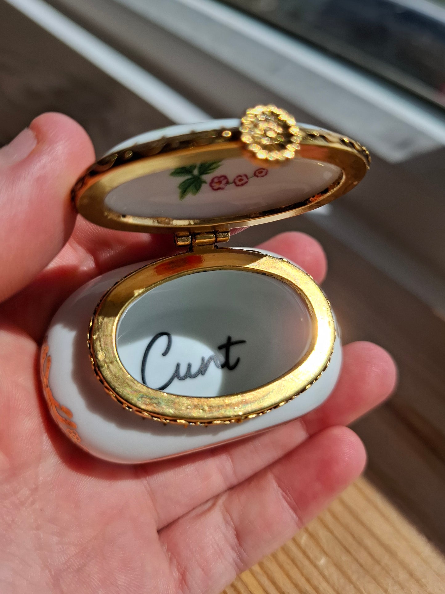 'Cunt' Upcycled Little White Chest Trinket Pot