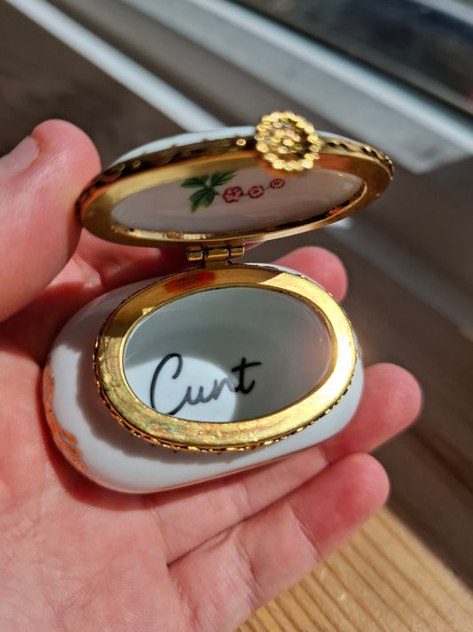 'Cunt' Upcycled Little White Chest Trinket Pot