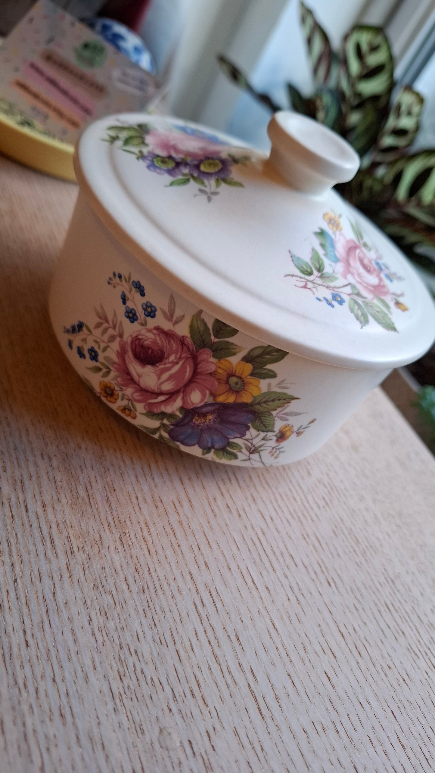 'Beef Curtains' Upcycled Large Pretty Floral Trinket Pot