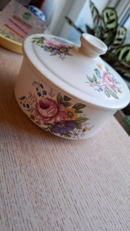 'Beef Curtains' Upcycled Large Pretty Floral Trinket Pot