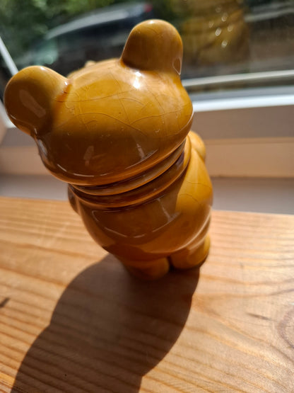'Cunt' Upcycled Golden Brown Bear Trinket Pot (Crackled Glaze)