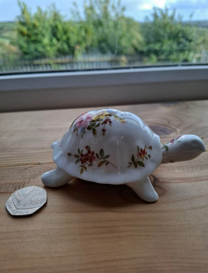 'Minge' Pretty Floral Tortoise Upcycled Trinket Pot